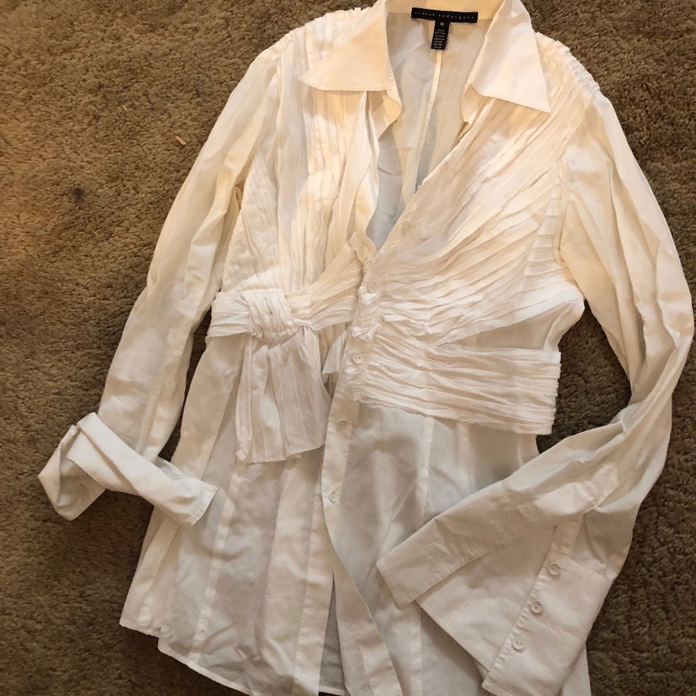Robert Rodriguez White Long Sleeve Blouse Size 10